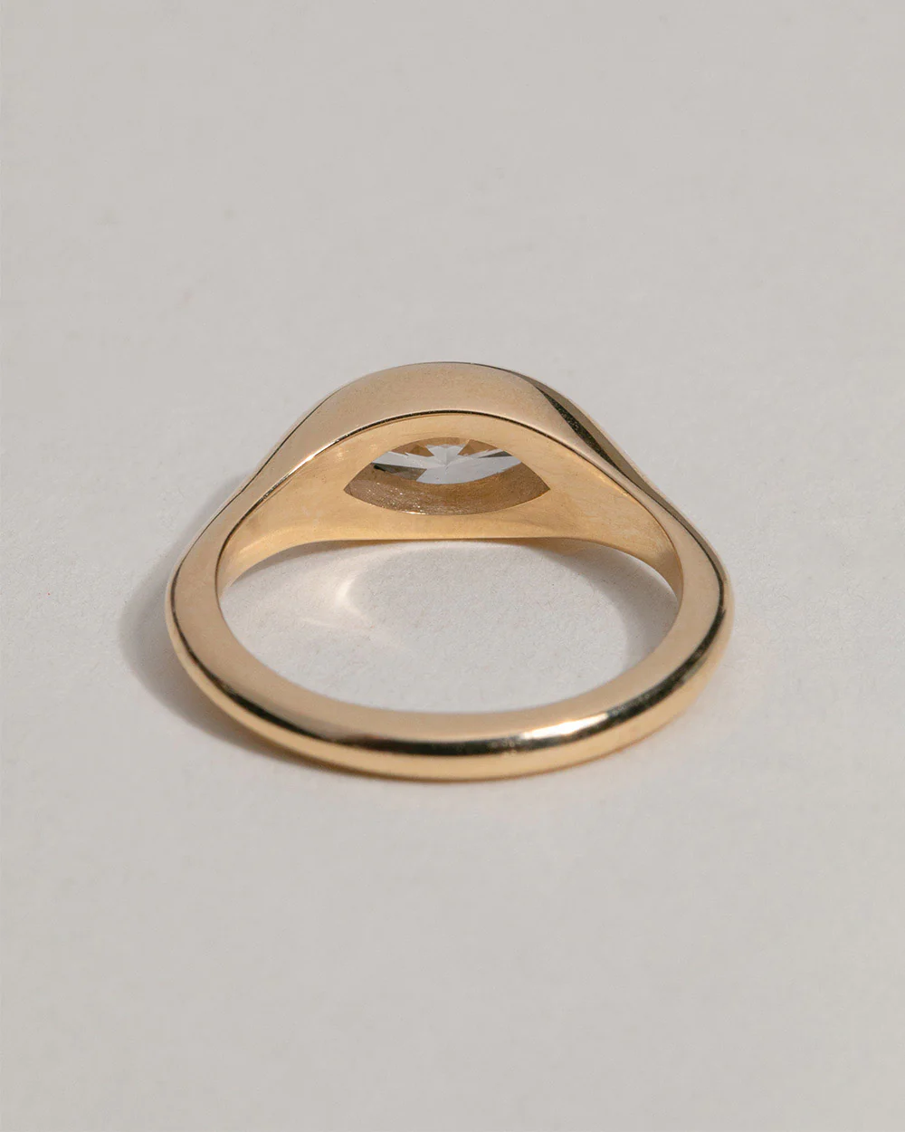 18ct Yellow Gold Marquise Cut Lab Grown Diamond Signet Ring - Image 6