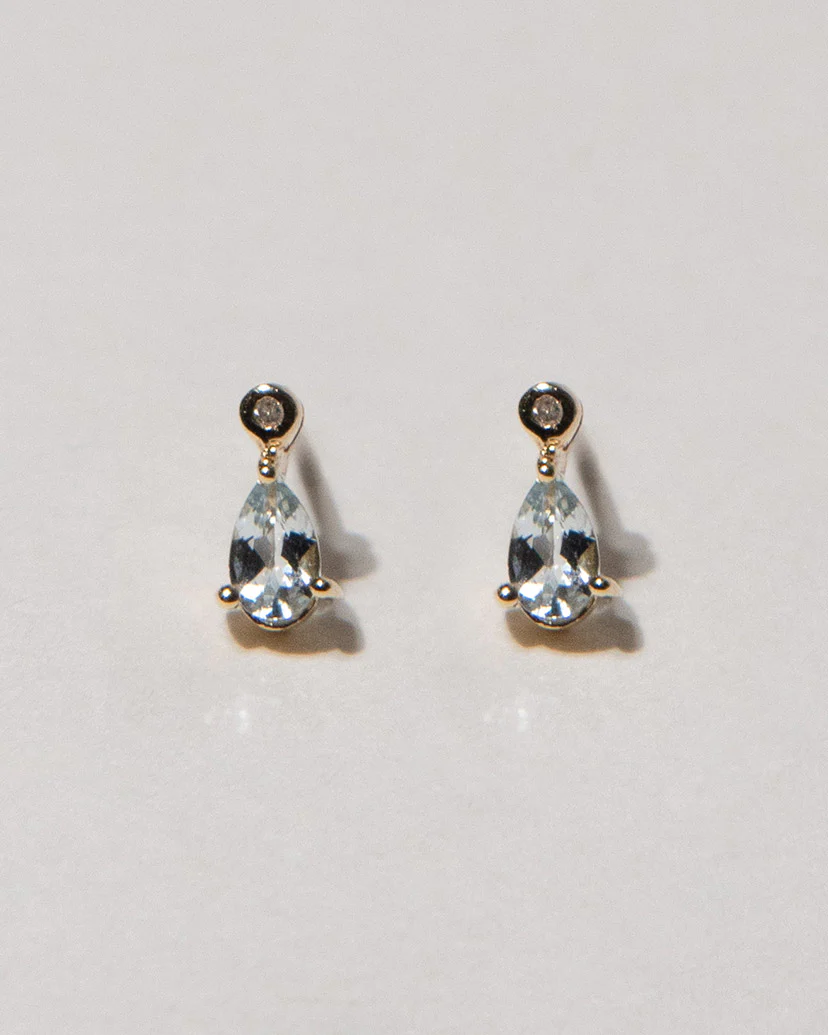 Aquamarine and Diamond Pear Drop Earrings