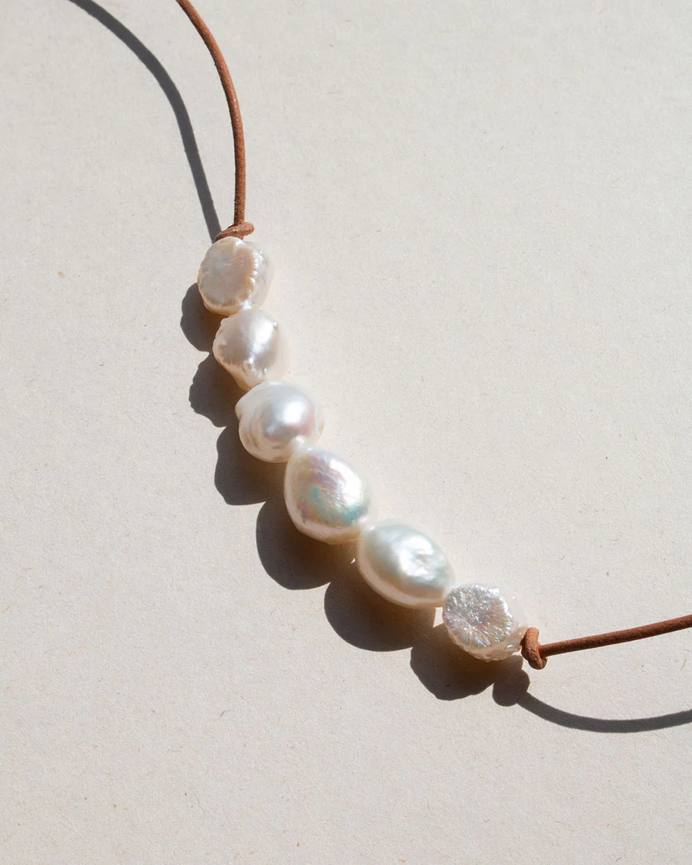 Baroque Pearl Leather Wrap Necklace - Image 3
