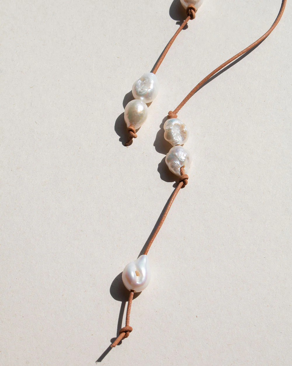 Baroque Pearl Leather Wrap Necklace - Image 5