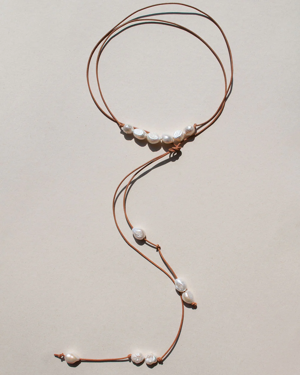Baroque Pearl Leather Wrap Necklace - Image 6