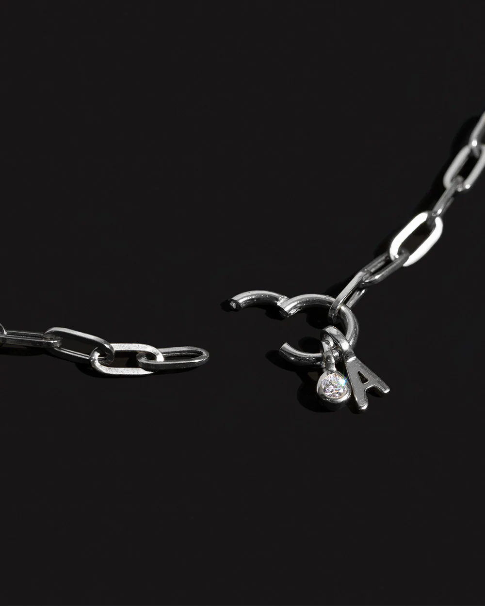 Paper Chain Initial Diamond Charm Necklace - Image 3
