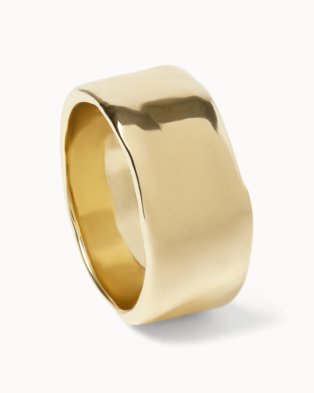 Solid Gold Molten Wide Band Ring - Image 5