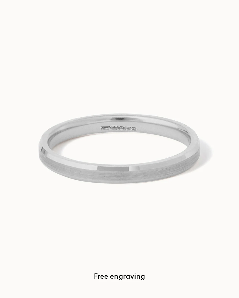 Platinum Bevelled Edge Ring - 2mm