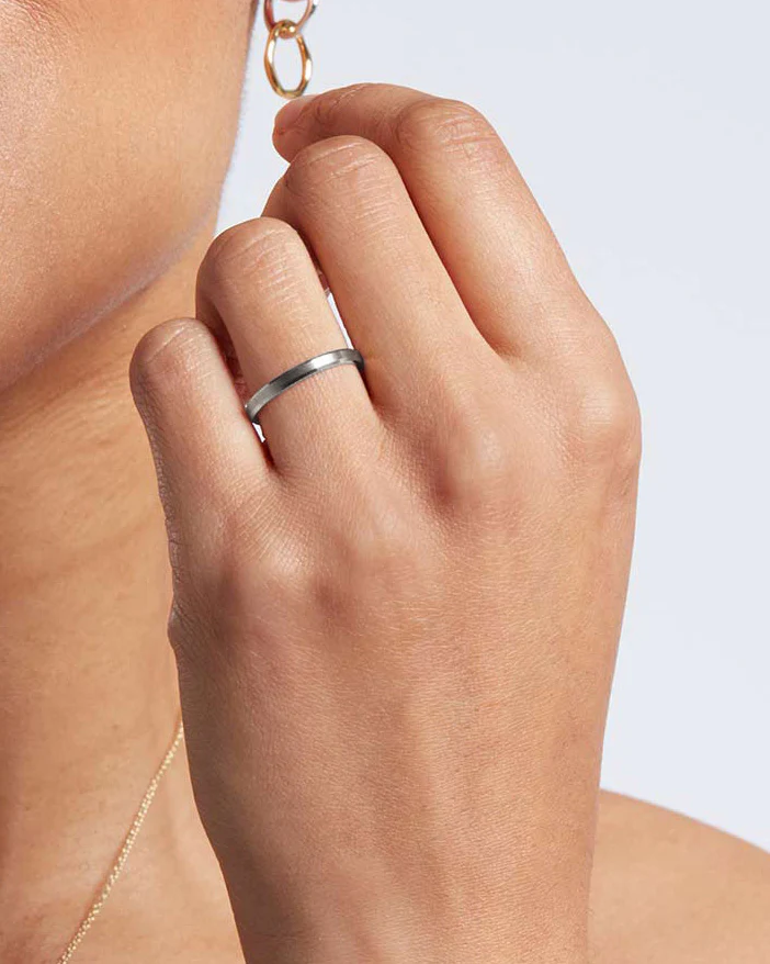 Platinum Bevelled Edge Ring - 2mm - Image 2
