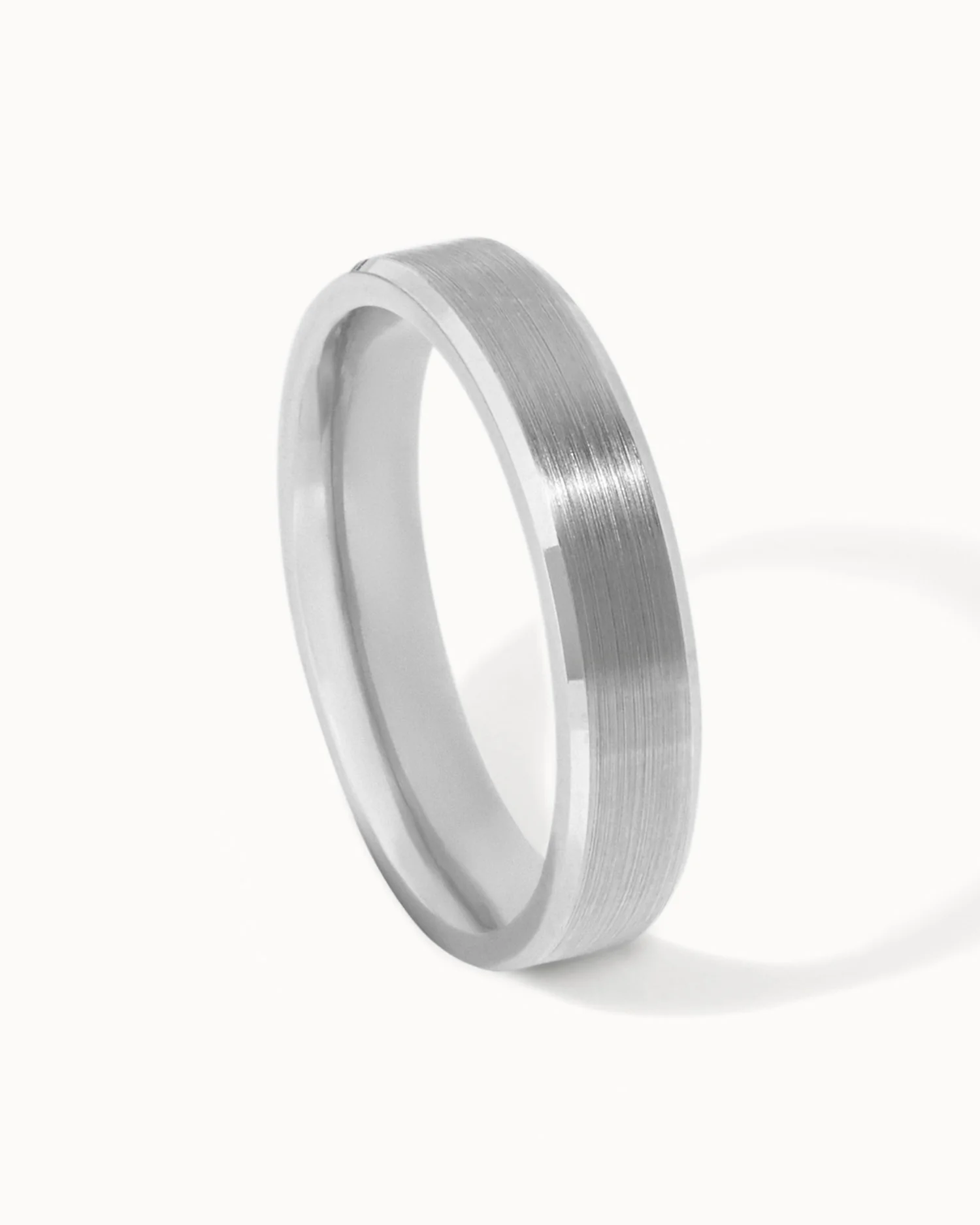 Platinum Bevelled Edge Ring - 4mm - Image 3