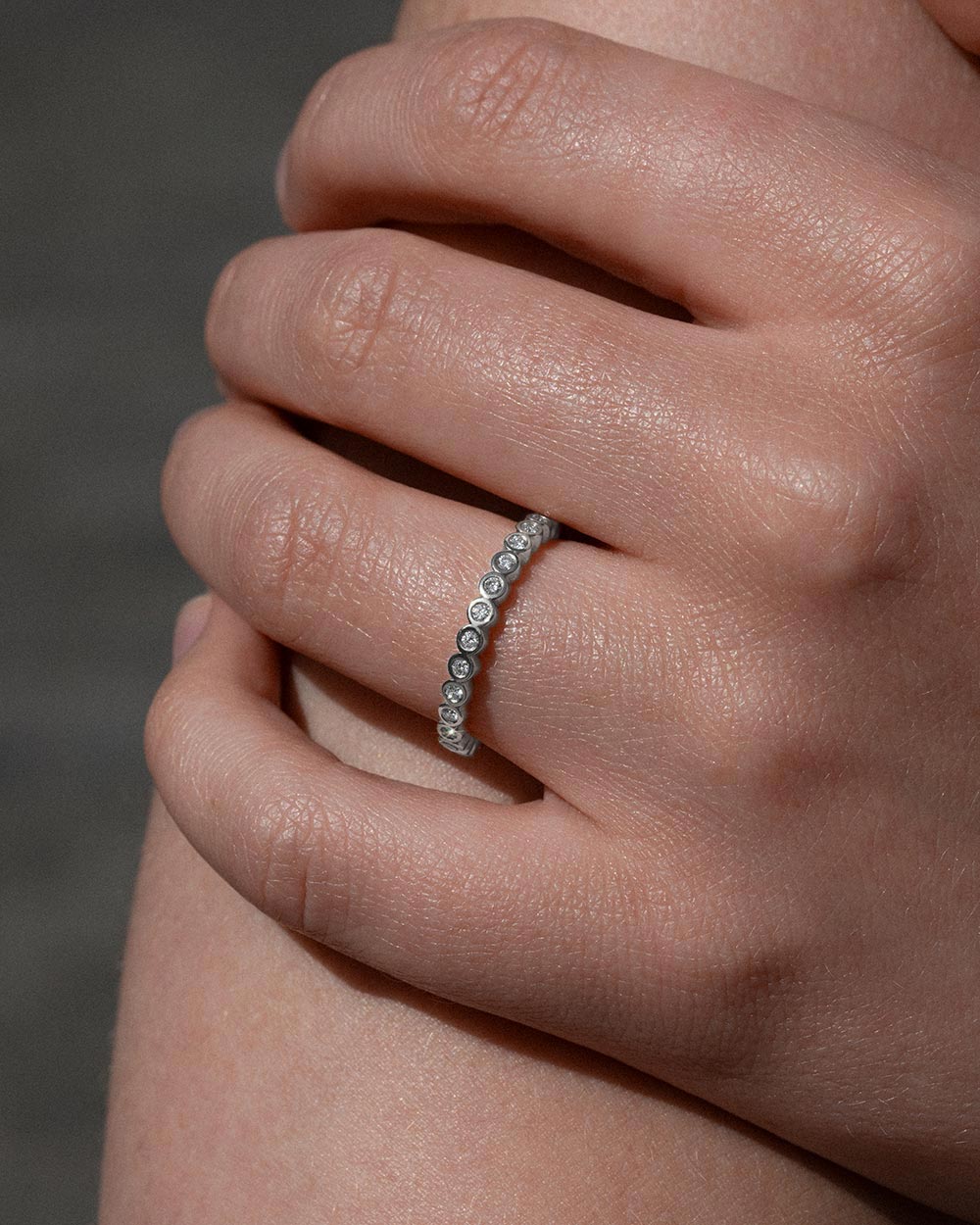 Platinum Bezel Diamond Half Eternity Ring - Image 2