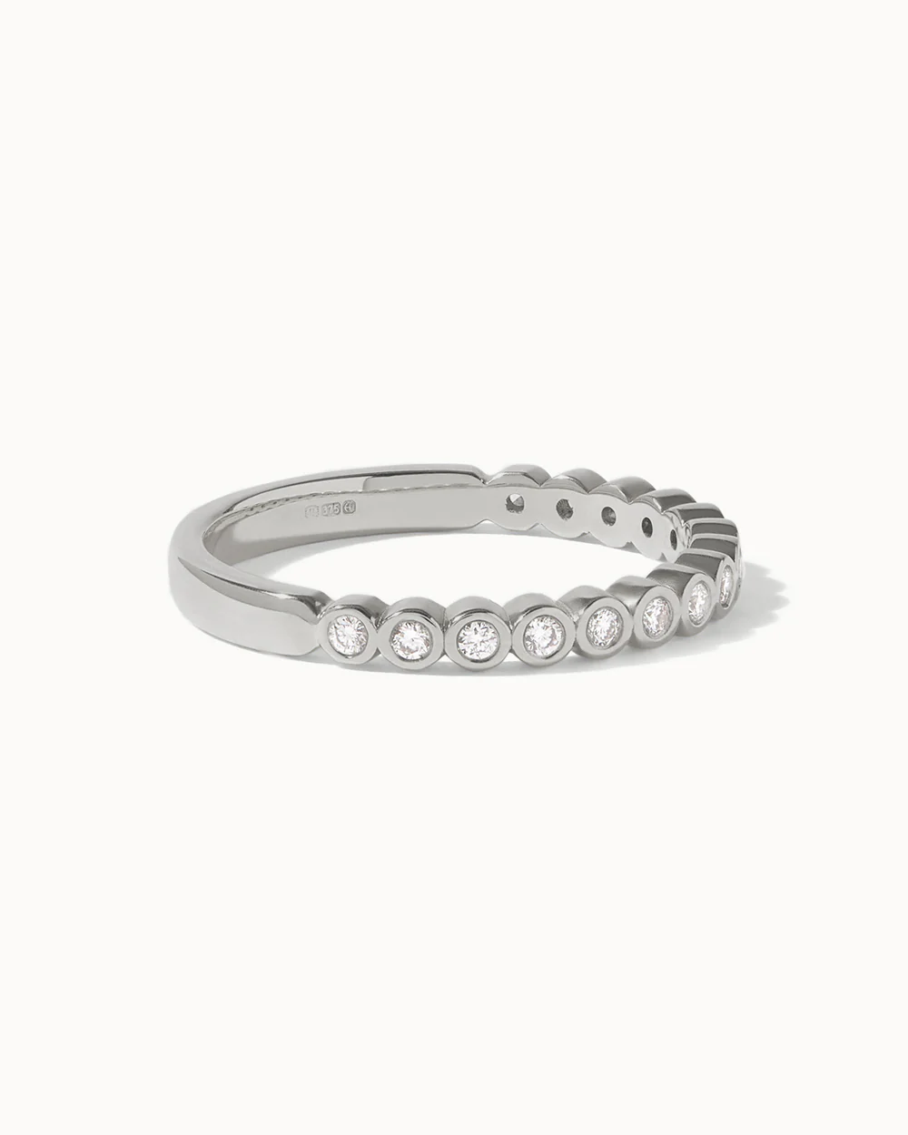 Platinum Bezel Diamond Half Eternity Ring - Image 3