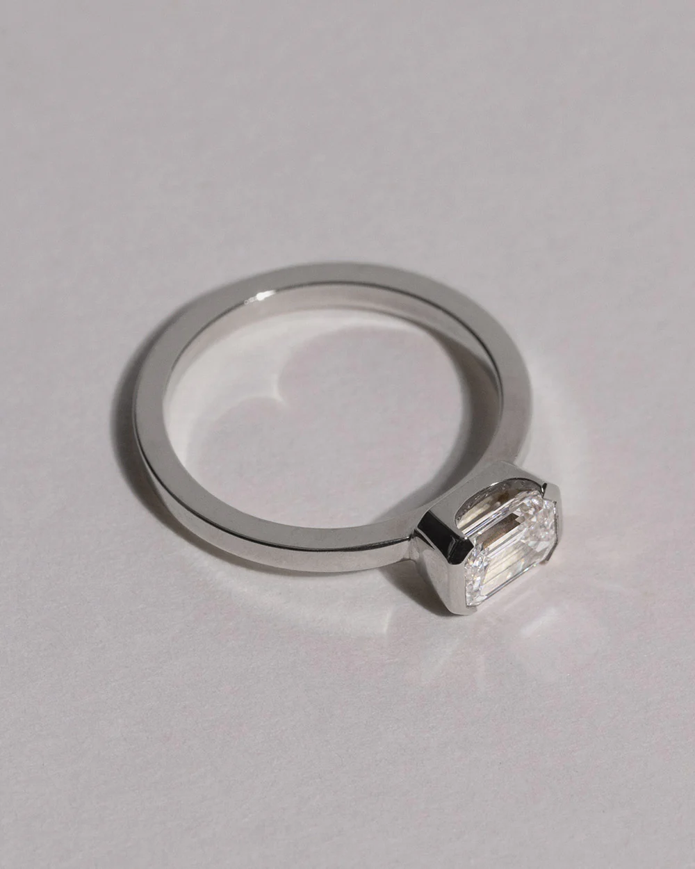 Platinum Emerald Cut 1ct Lab Grown Diamond Ring - Image 3