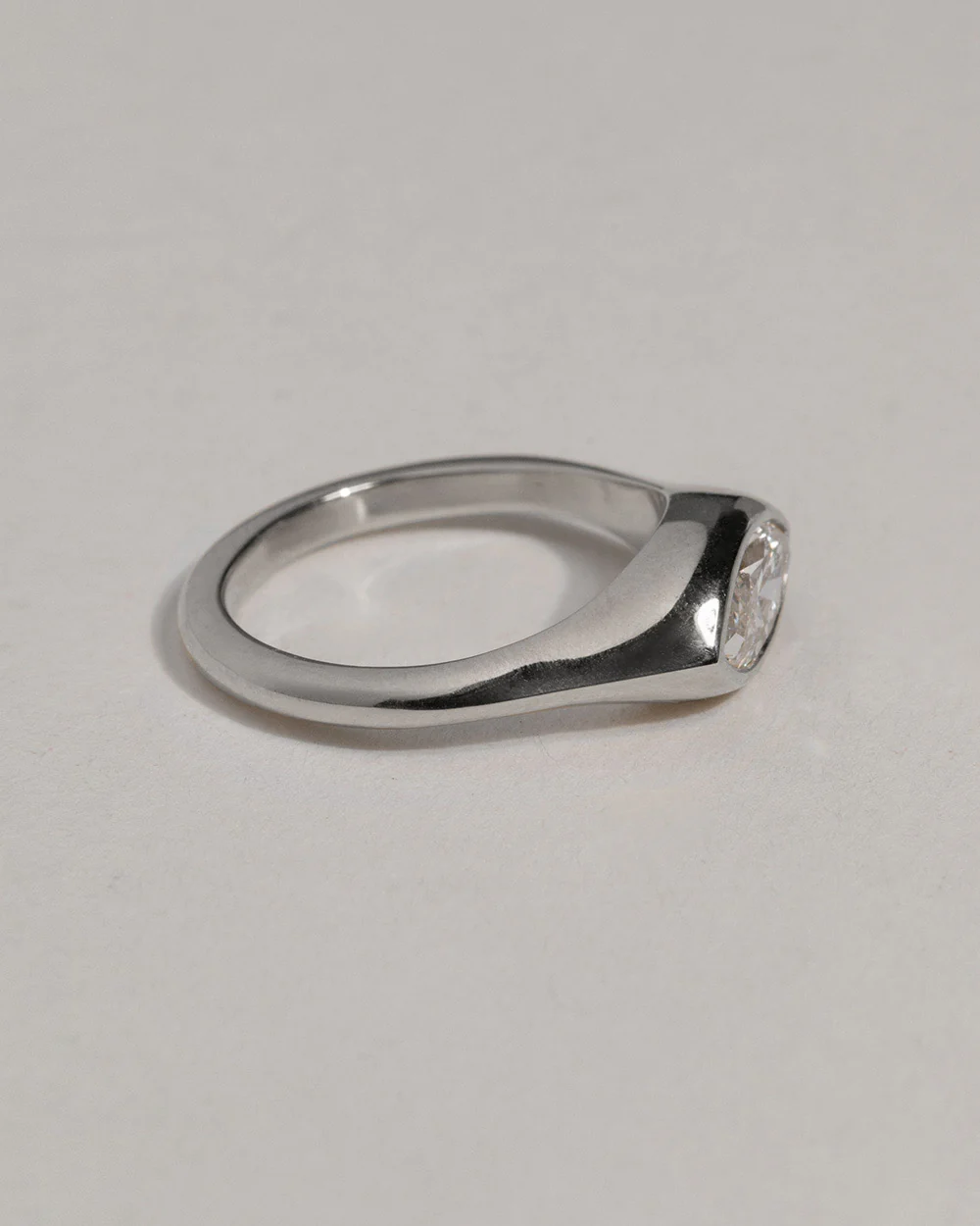 Platinum Marquise Cut Lab Grown Diamond Signet Ring - Image 5