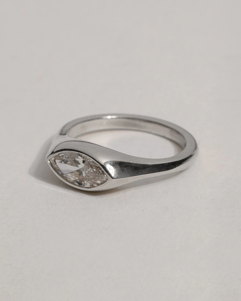 Platinum Marquise Cut Lab Grown Diamond Signet Ring - Image 6