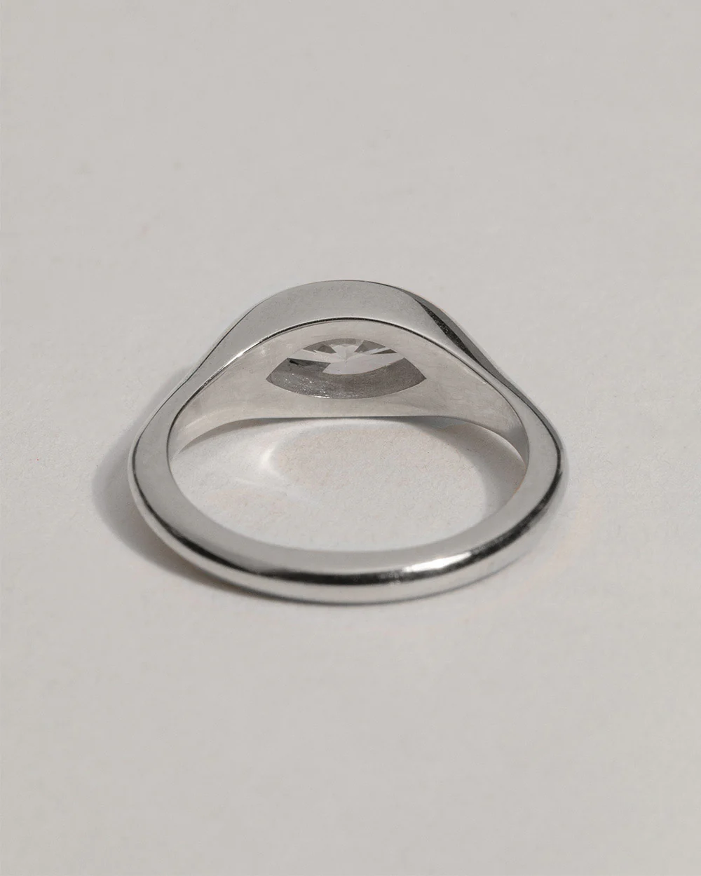 Platinum Marquise Cut Lab Grown Diamond Signet Ring - Image 7