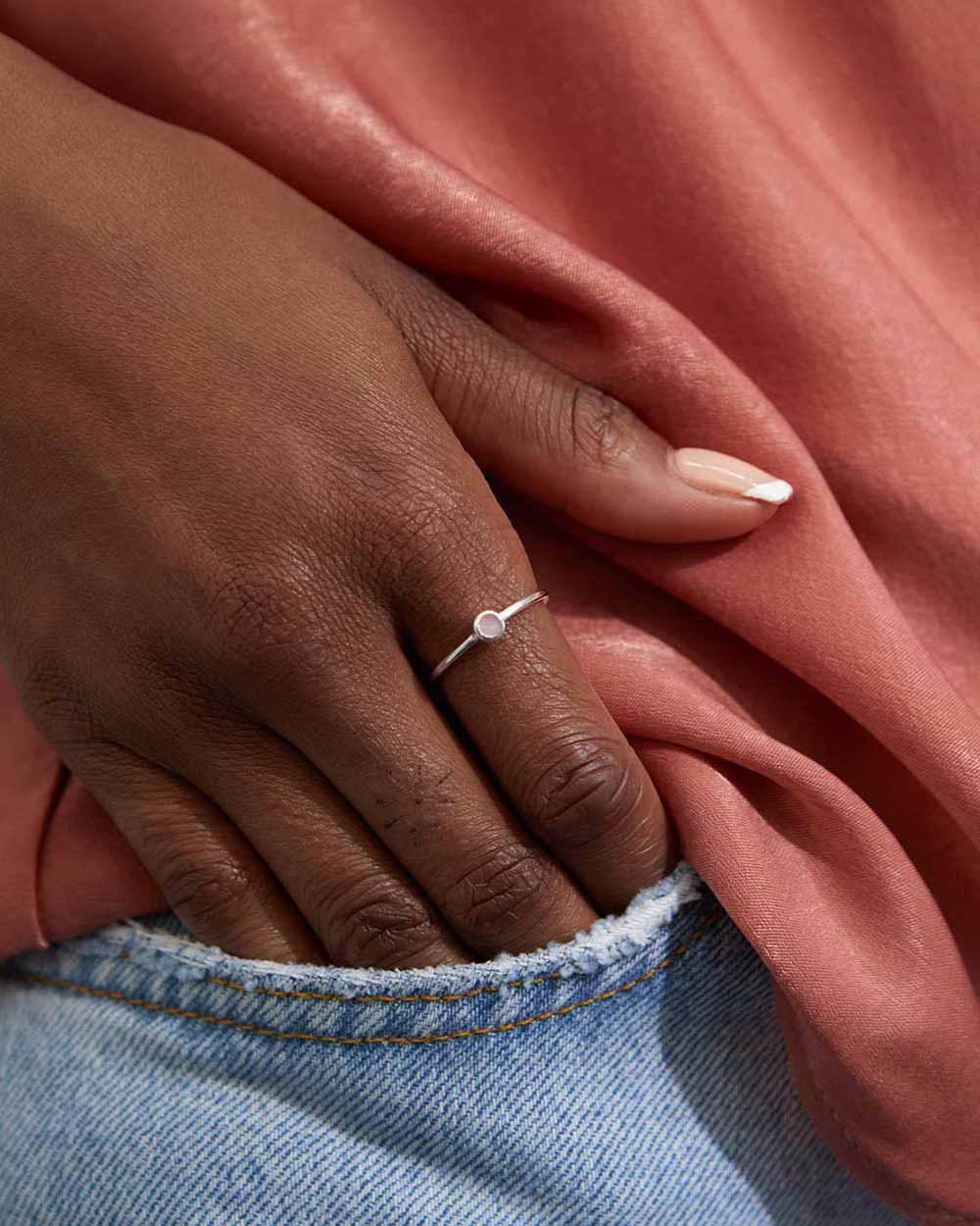 Rough Gemstones Pink Opal Ring