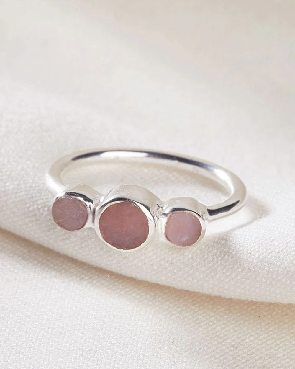 Rough Gemstones Triple Pink Opal Ring