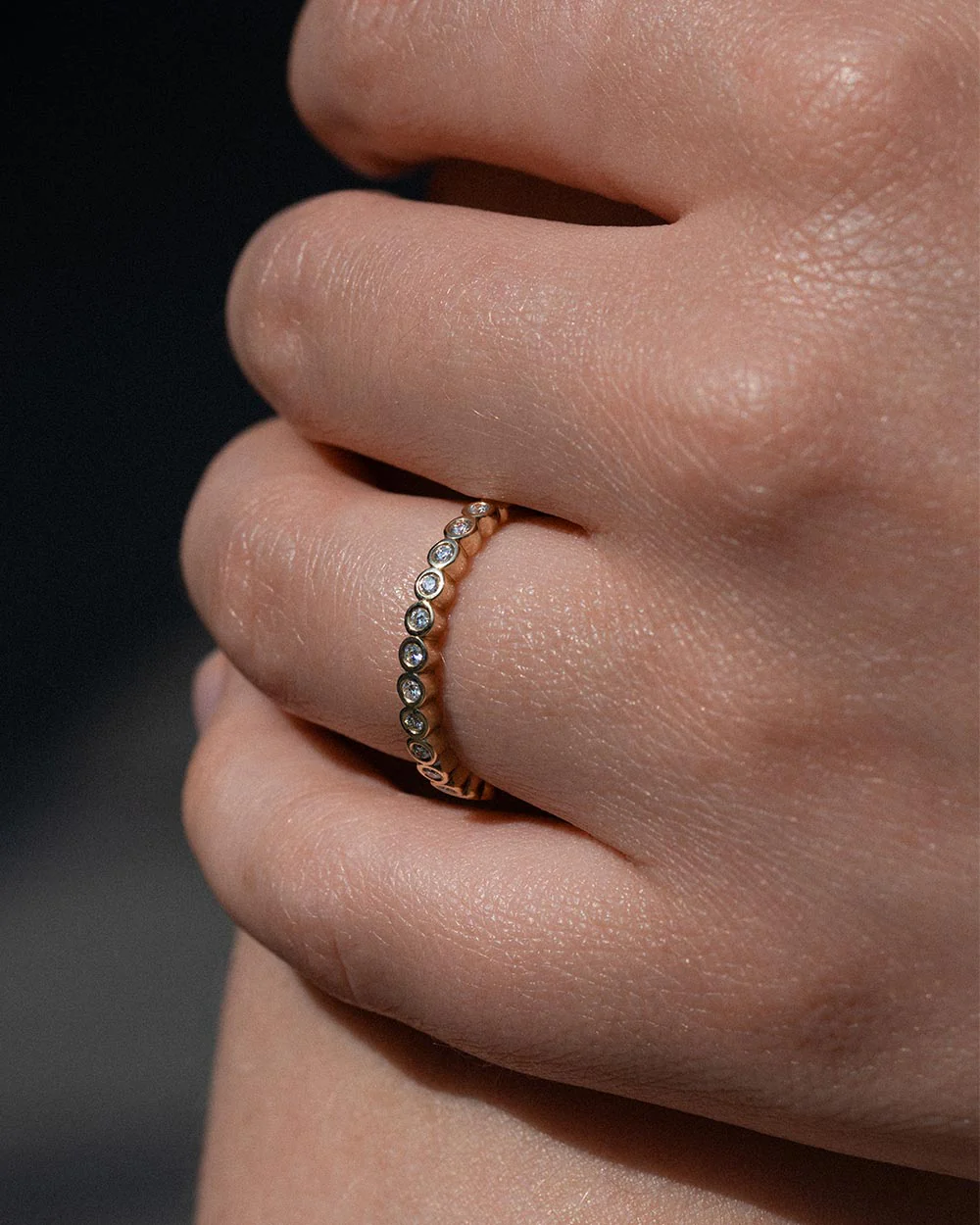 9ct Yellow Gold Bezel Diamond Half Eternity Ring - Image 3