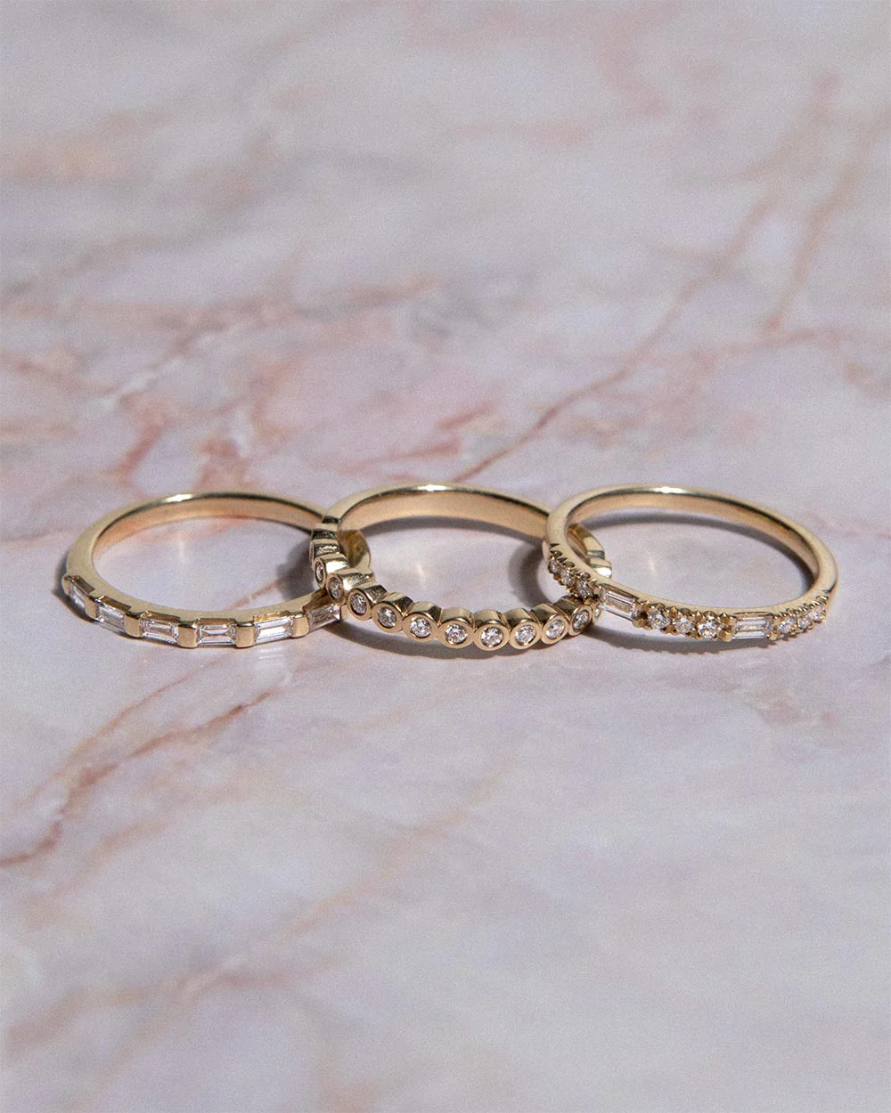 9ct Yellow Gold Bezel Diamond Half Eternity Ring - Image 5
