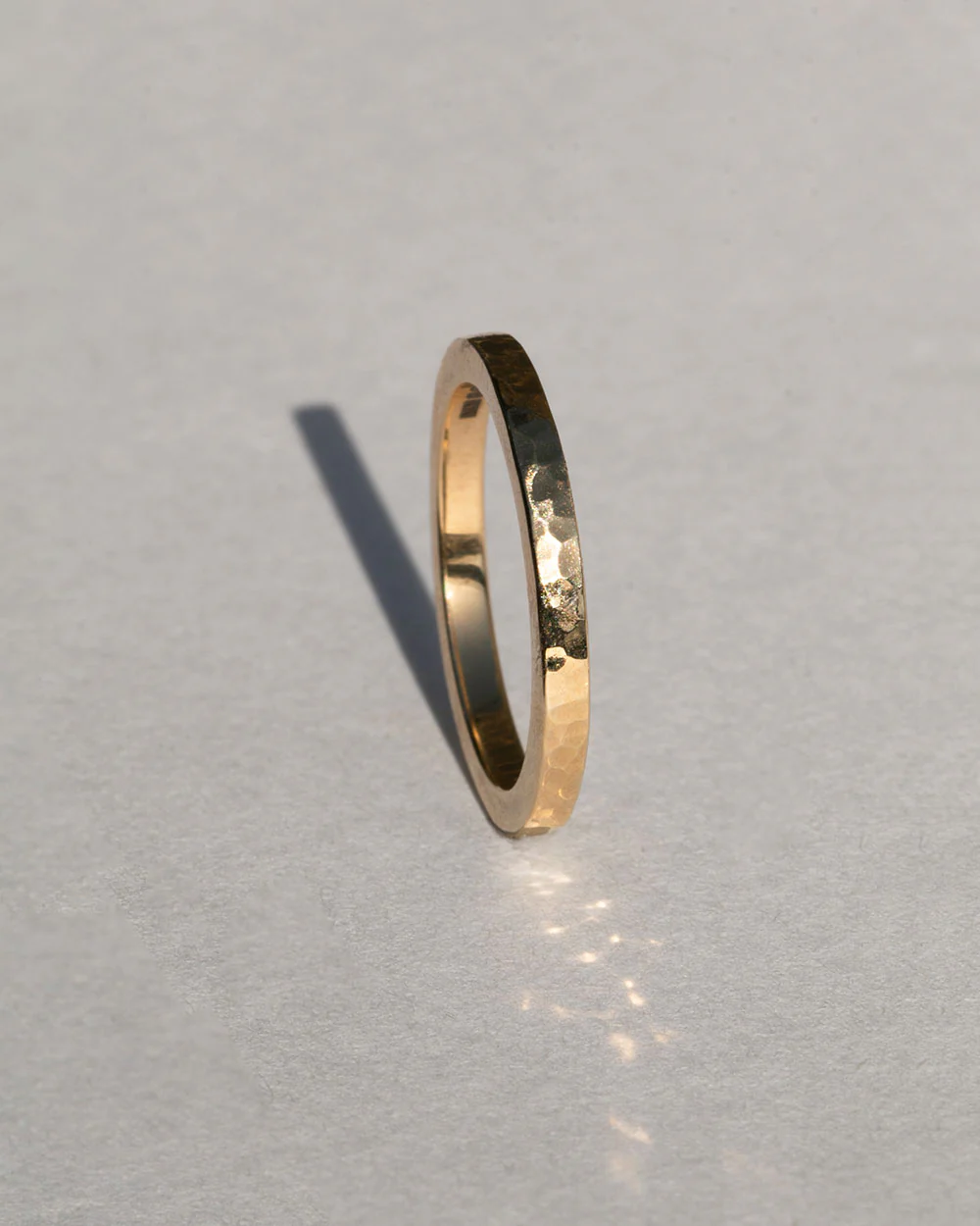 Solid Gold Hammered Flat Band - Image 3