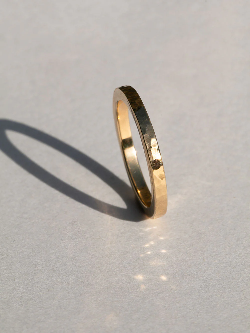 Solid Gold Hammered Flat Band - Image 4