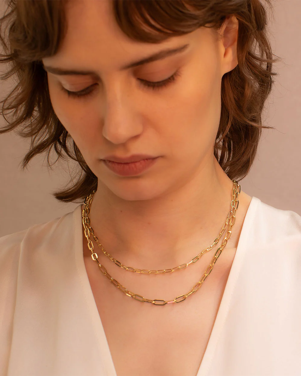 Solid Gold Heavy Paper Chain Necklace - Image 3