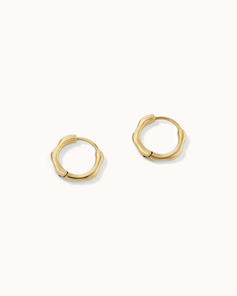 Solid Gold Huggie Hoop Earrings - Image 3