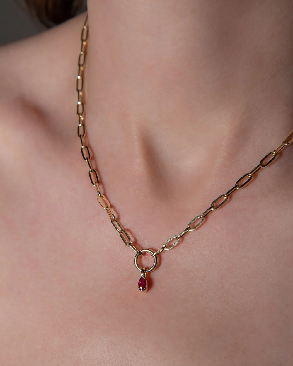 July Ruby Birthstone Oval Charm - Image 2