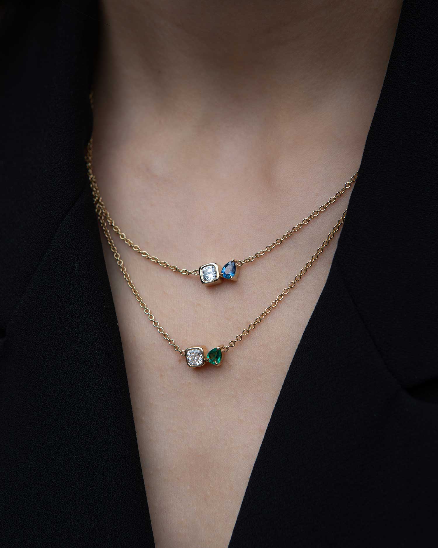 Toi Et Moi Diamond and Emerald Necklace - Image 2