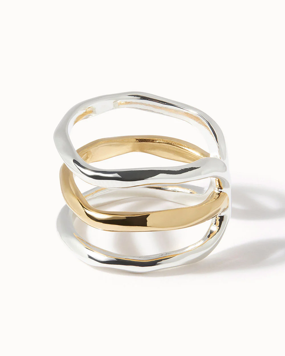 Solid Gold Lava Adjustable Stripe Ring - Image 4