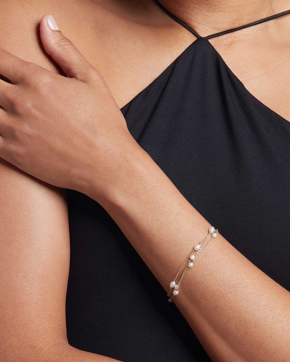 Solid Gold Long Pearl Necklace - Image 4
