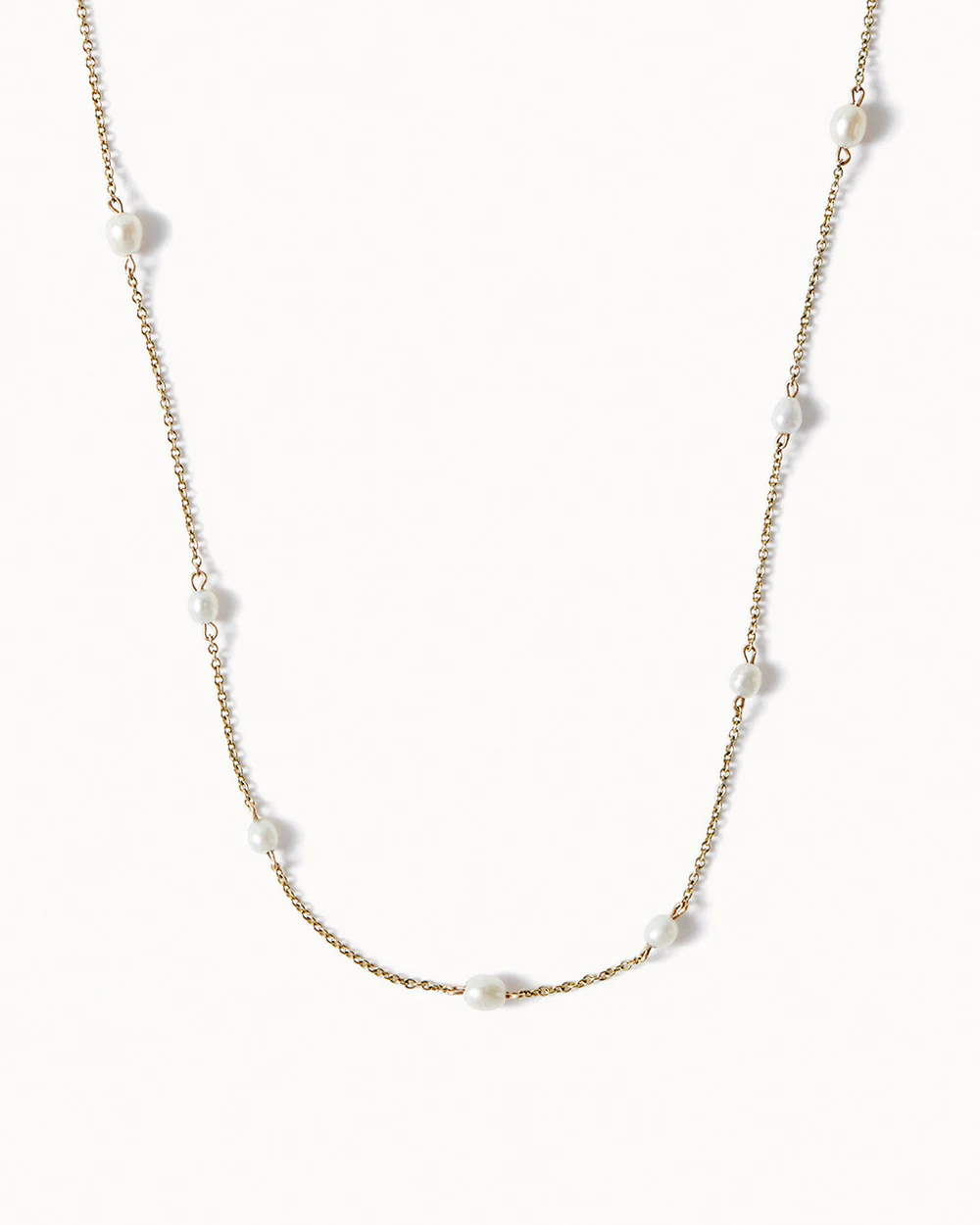 Solid Gold Long Pearl Necklace - Image 5
