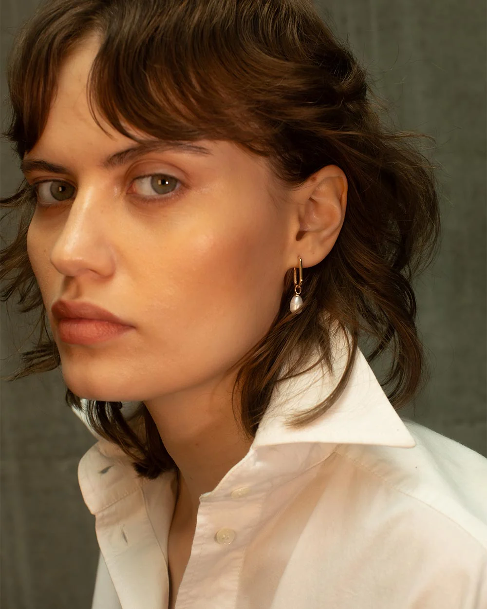 Solid Gold Pearl Hoop Earrings - Image 8