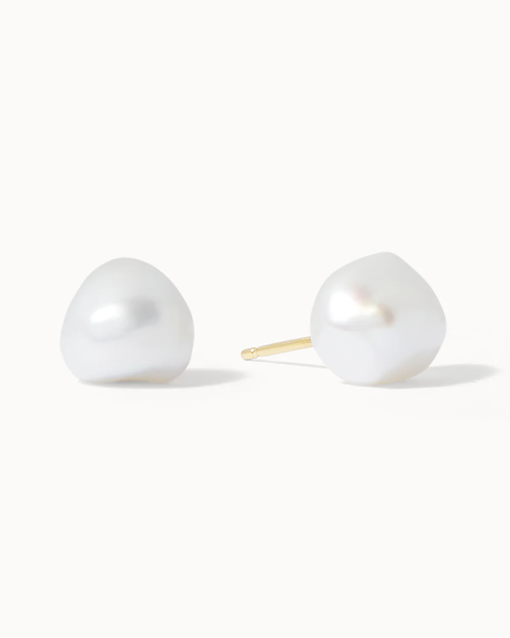 Solid Gold Pearl Stud Earrings - Image 4