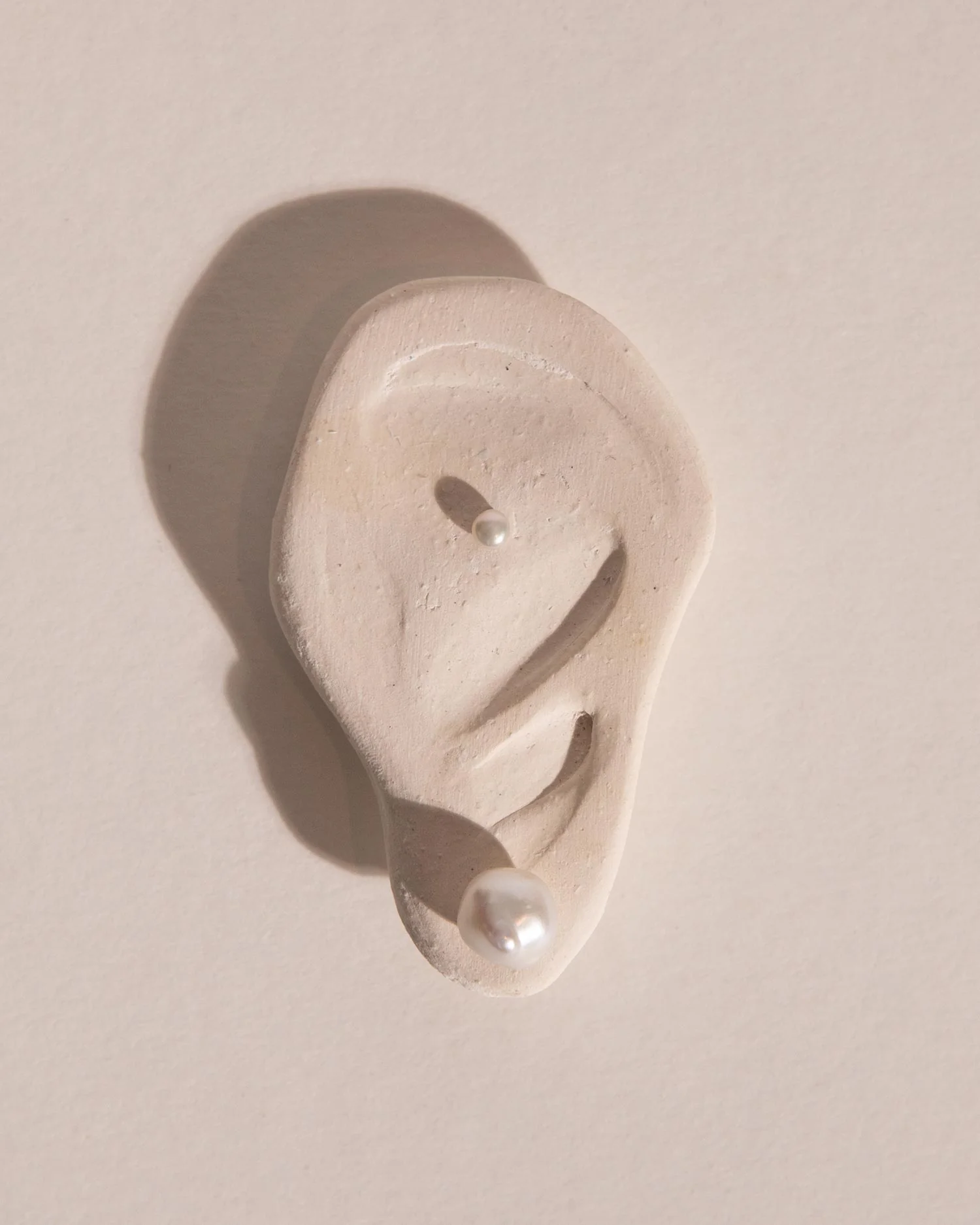 Solid Gold Small Pearl Stud Earrings - Image 3