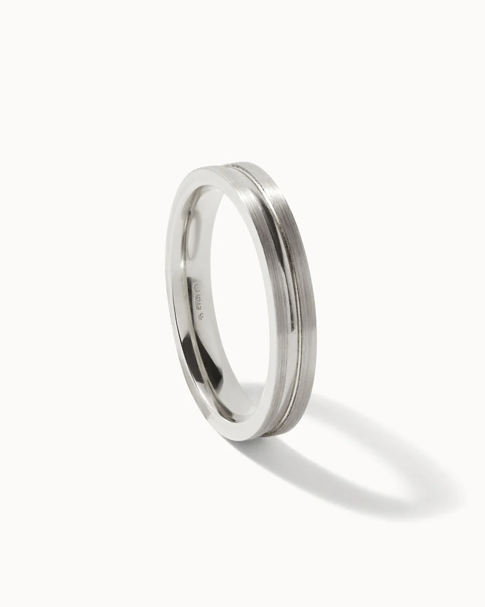 9ct White Gold Flat Court Groove Ring - 3mm Band - Image 3