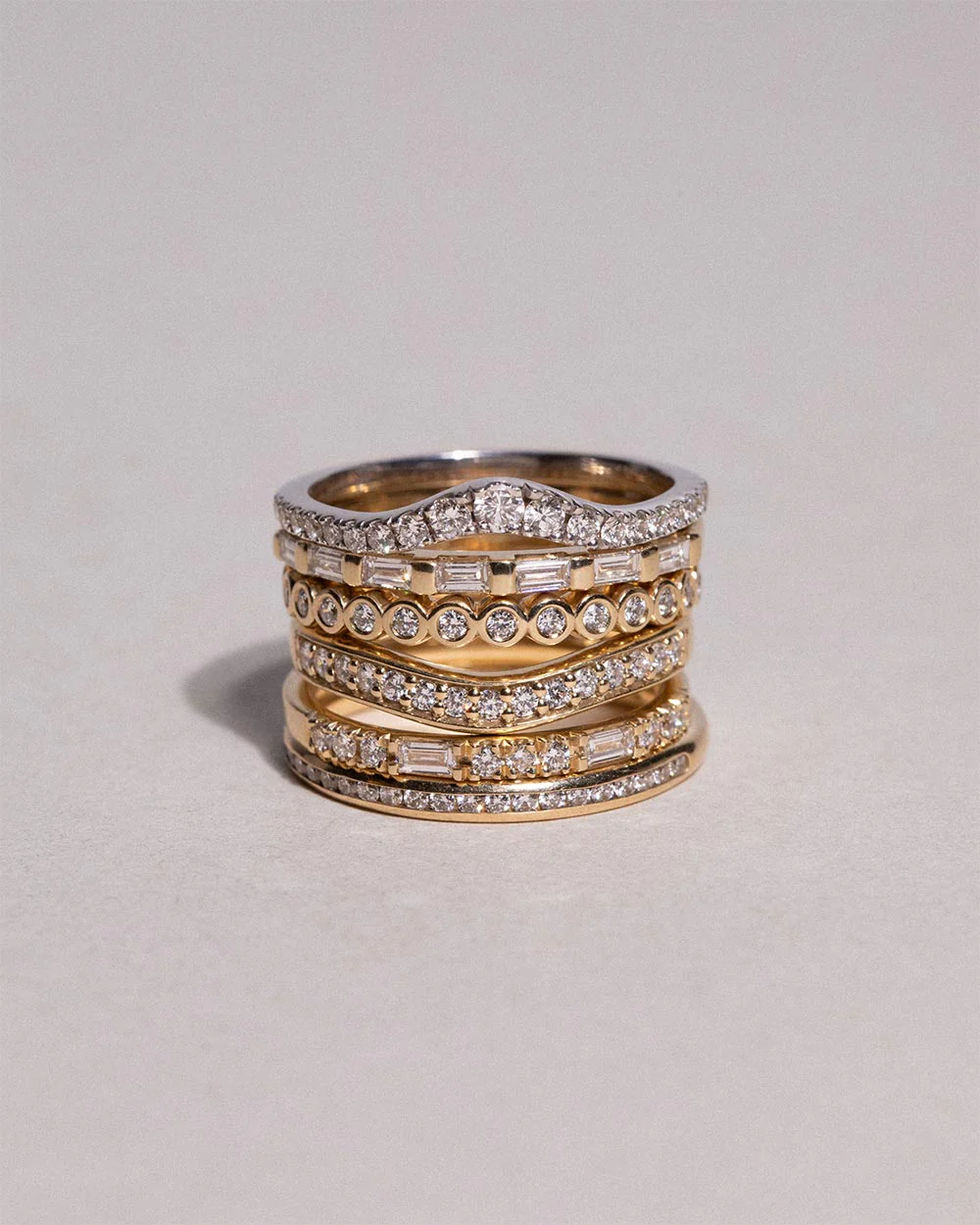 9ct White Gold Pavé Diamond Nesting Ring - Image 7