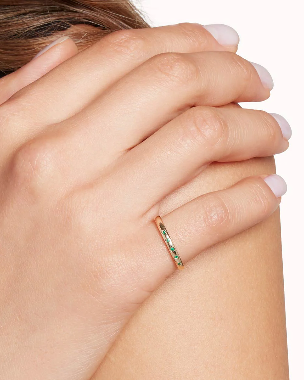 Solid Yellow Gold Five Stone Emerald Ring - Image 2
