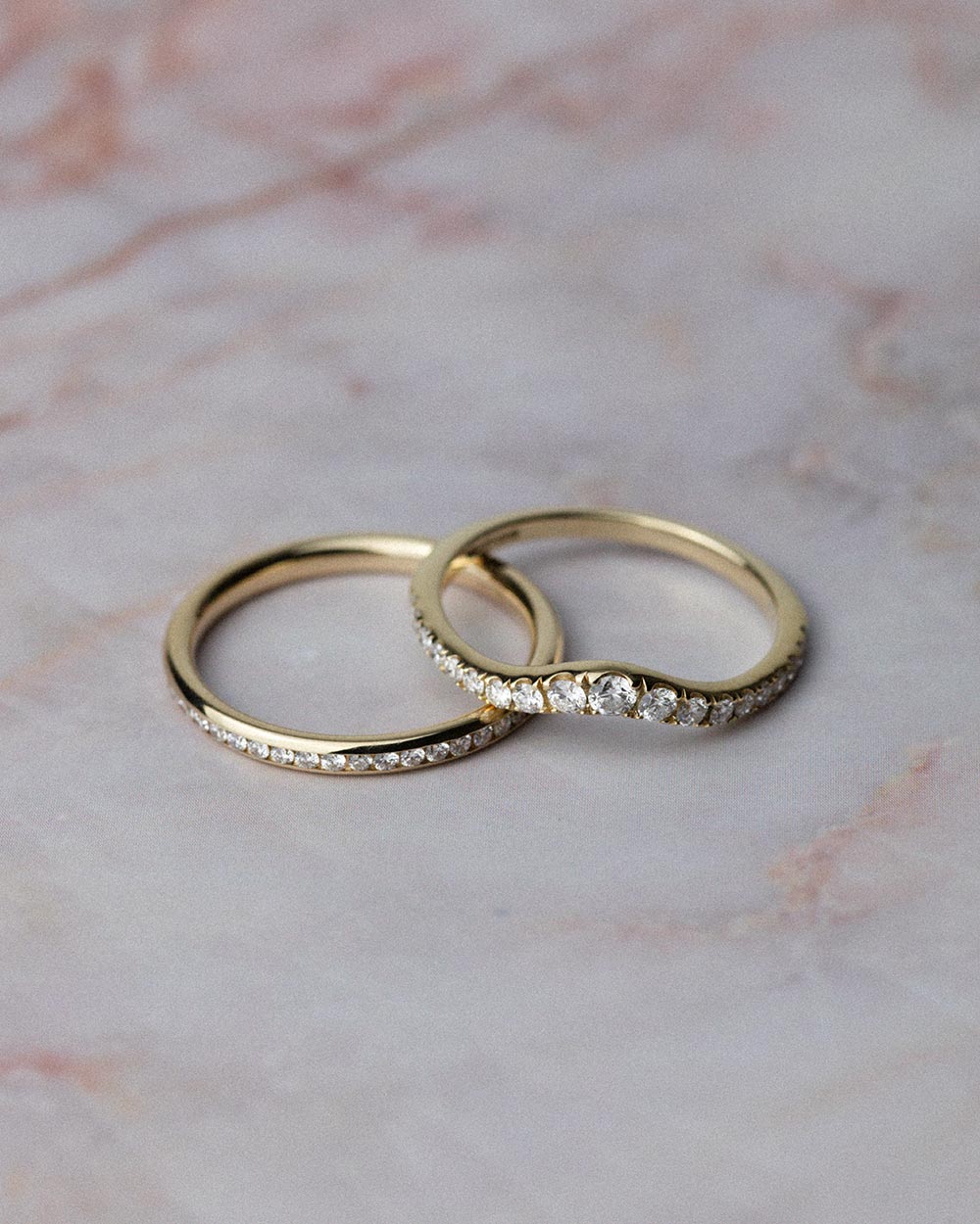 9ct Yellow Gold Pavé Diamond Nesting Ring - Image 4