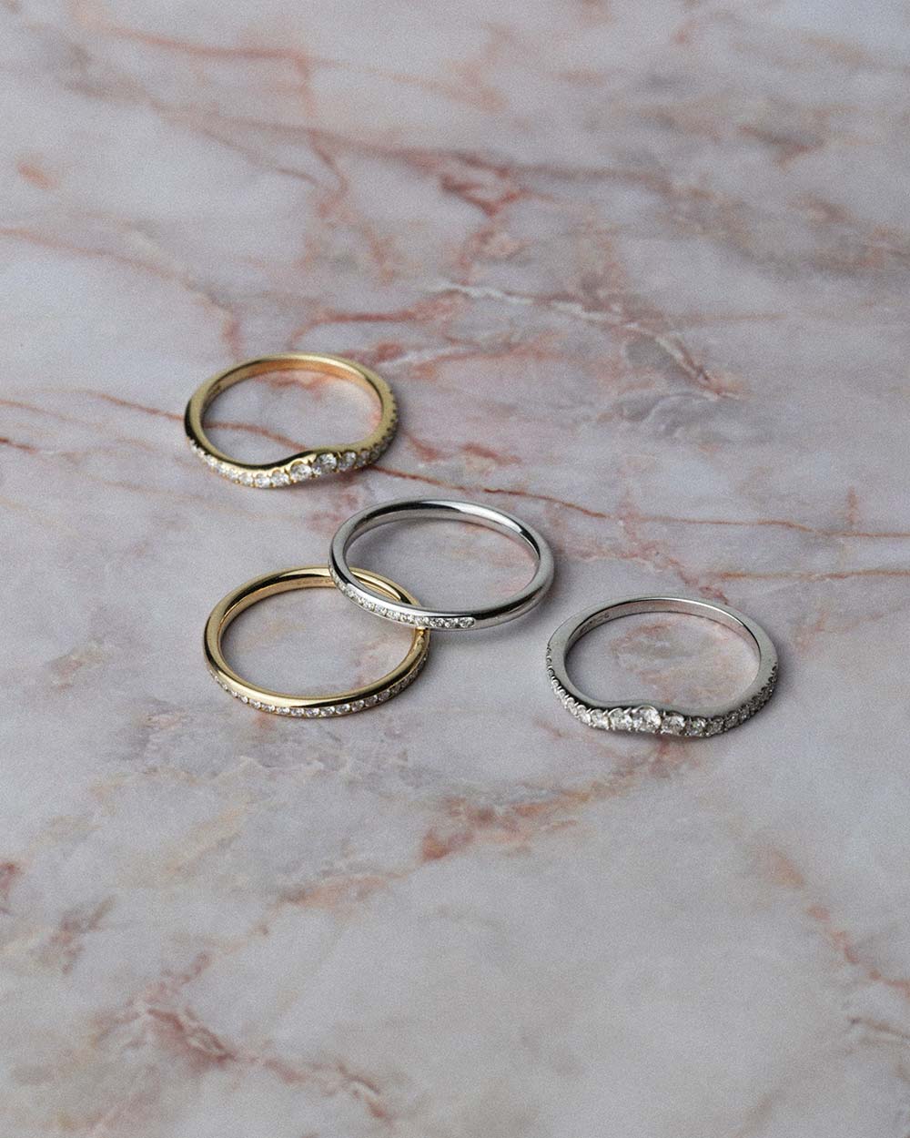 9ct Yellow Gold Pavé Diamond Nesting Ring - Image 7