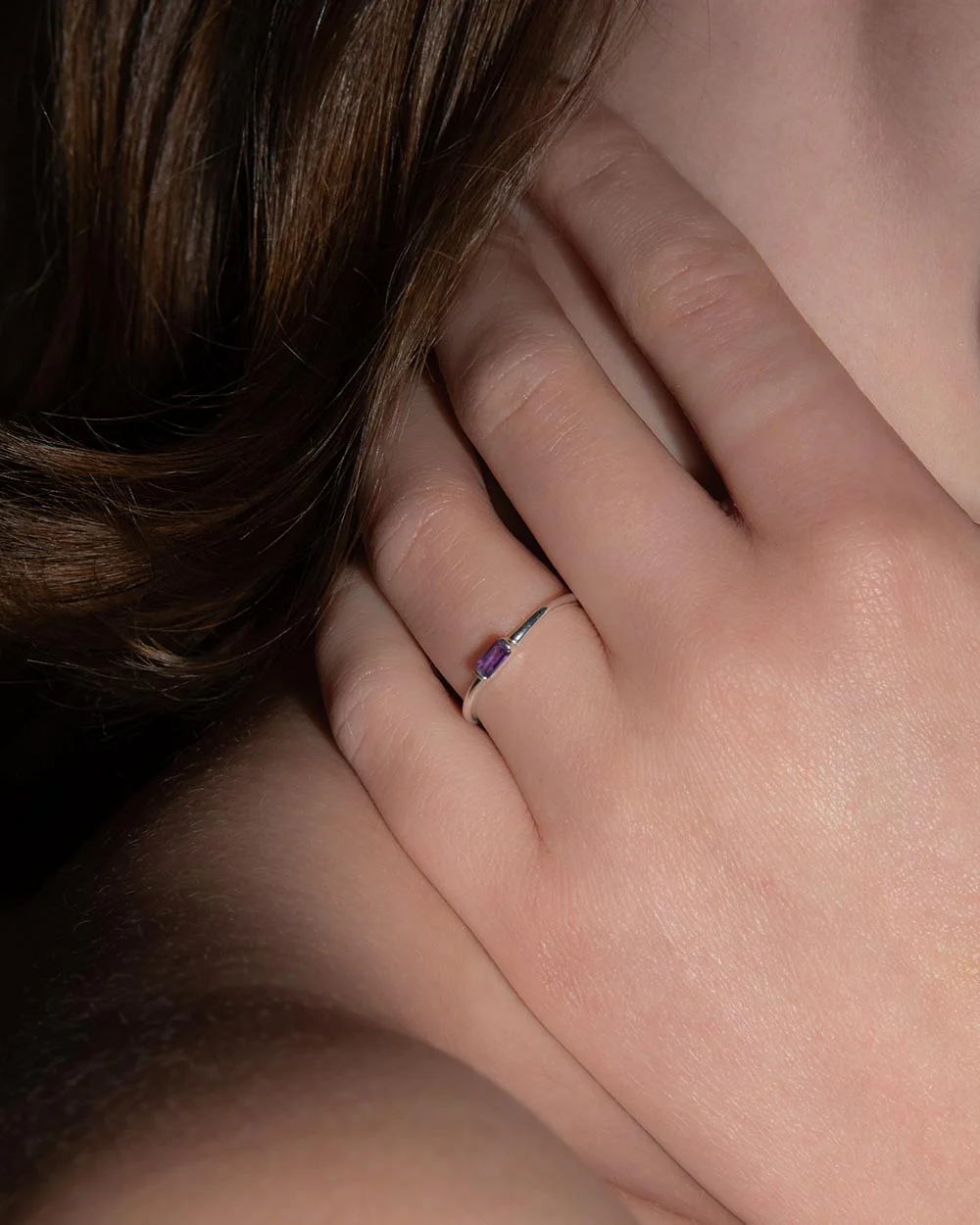 February Amethyst Birthstone Baguette Ring - Image 2