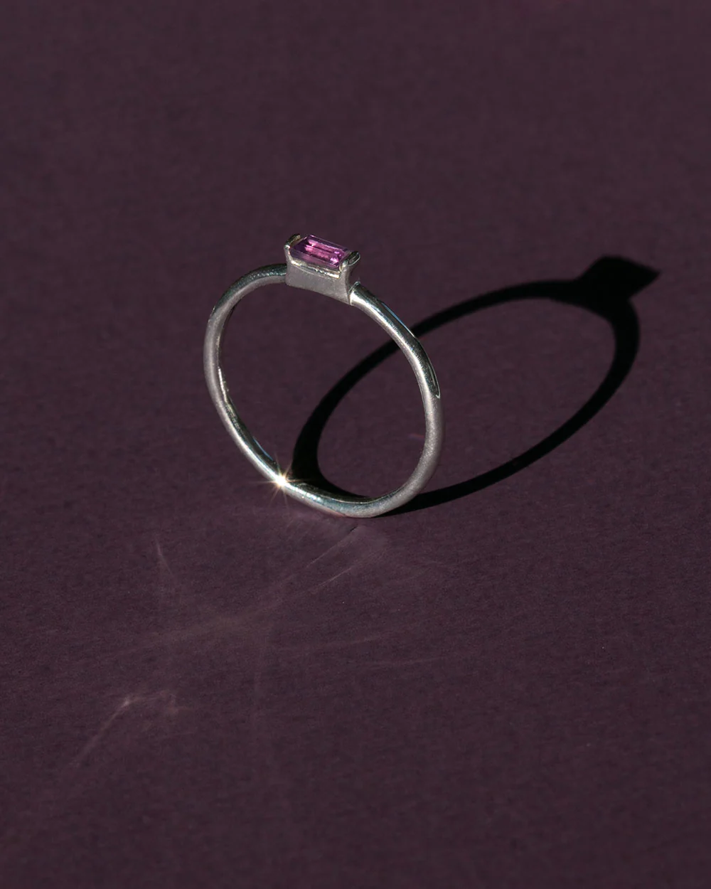 February Amethyst Birthstone Baguette Ring - Image 5