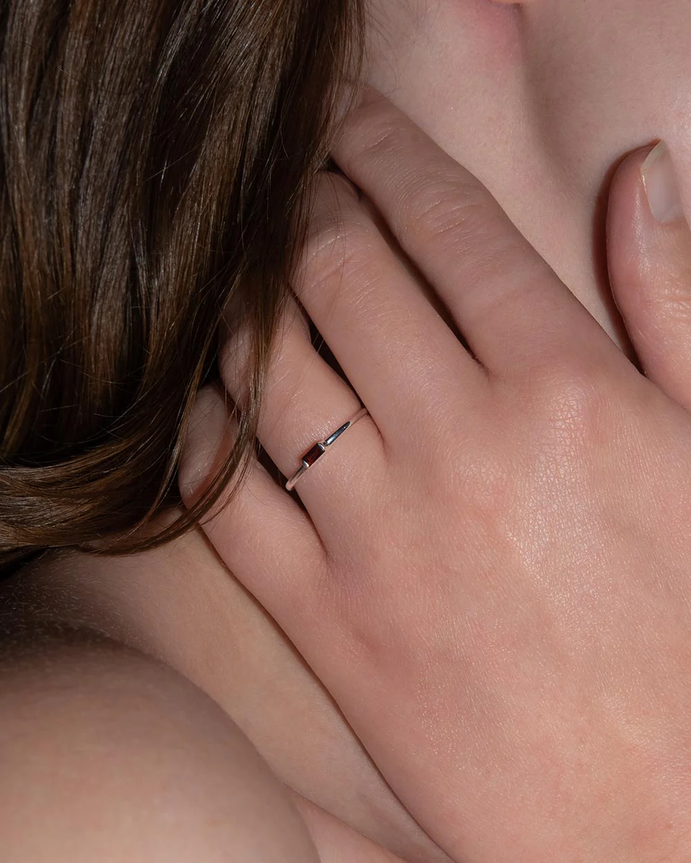 January Garnet Birthstone Baguette Ring - Image 2