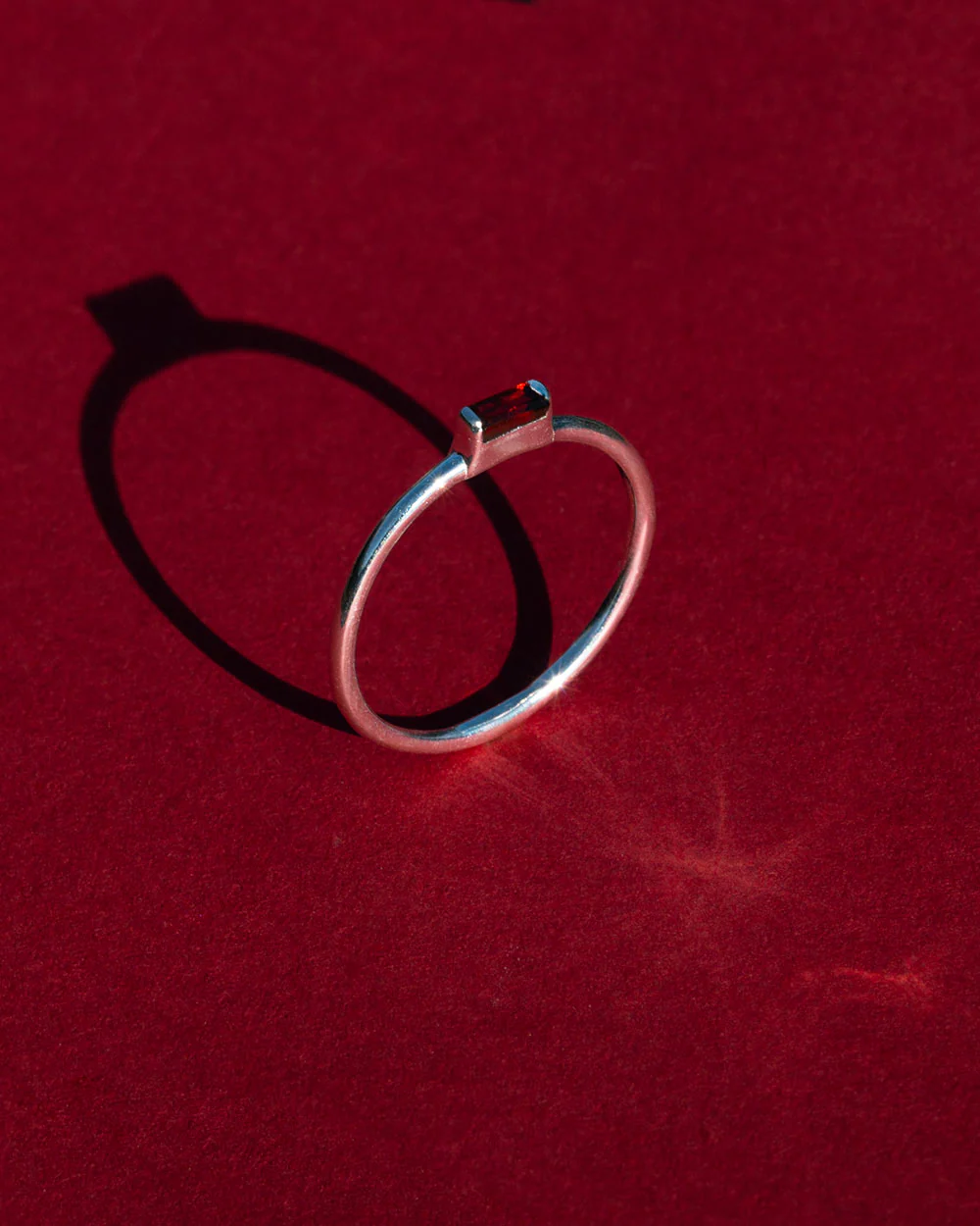 January Garnet Birthstone Baguette Ring - Image 5