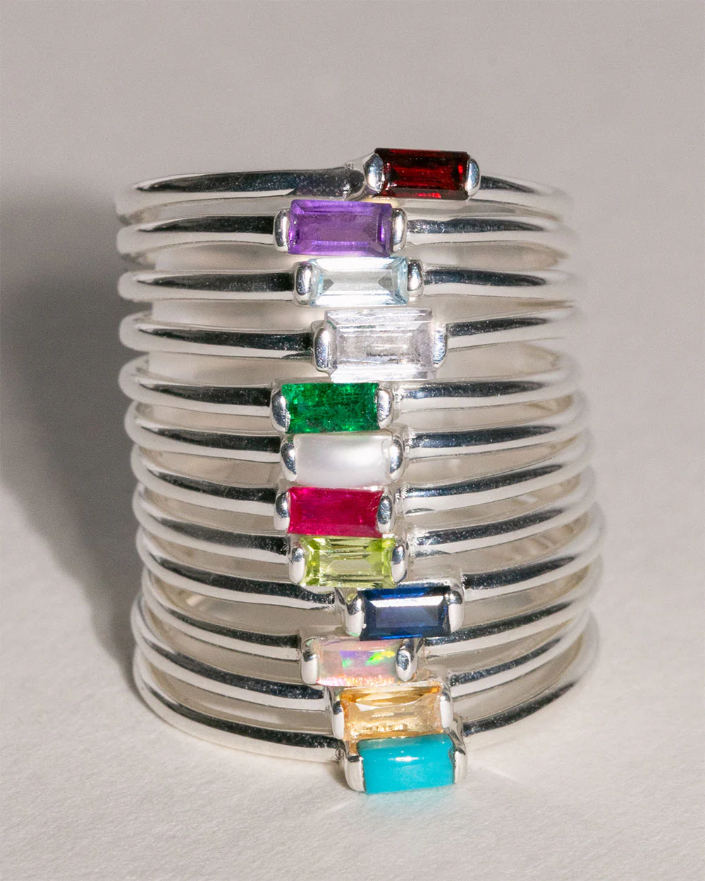 January Garnet Birthstone Baguette Ring - Image 6