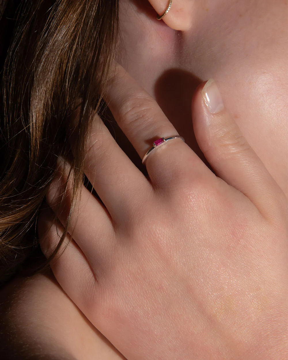 July Ruby Birthstone Baguette Ring - Image 4